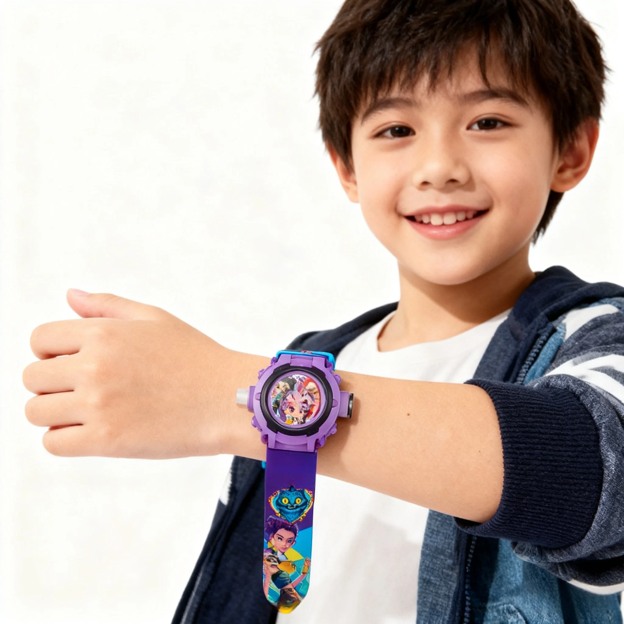 Divertente orologio da proiezione di gruppo colorato e carino per ragazze 24 immagini chiare Giocattolo elettronico illuminato per bambini Regalo di compleanno perfetto per i bambini