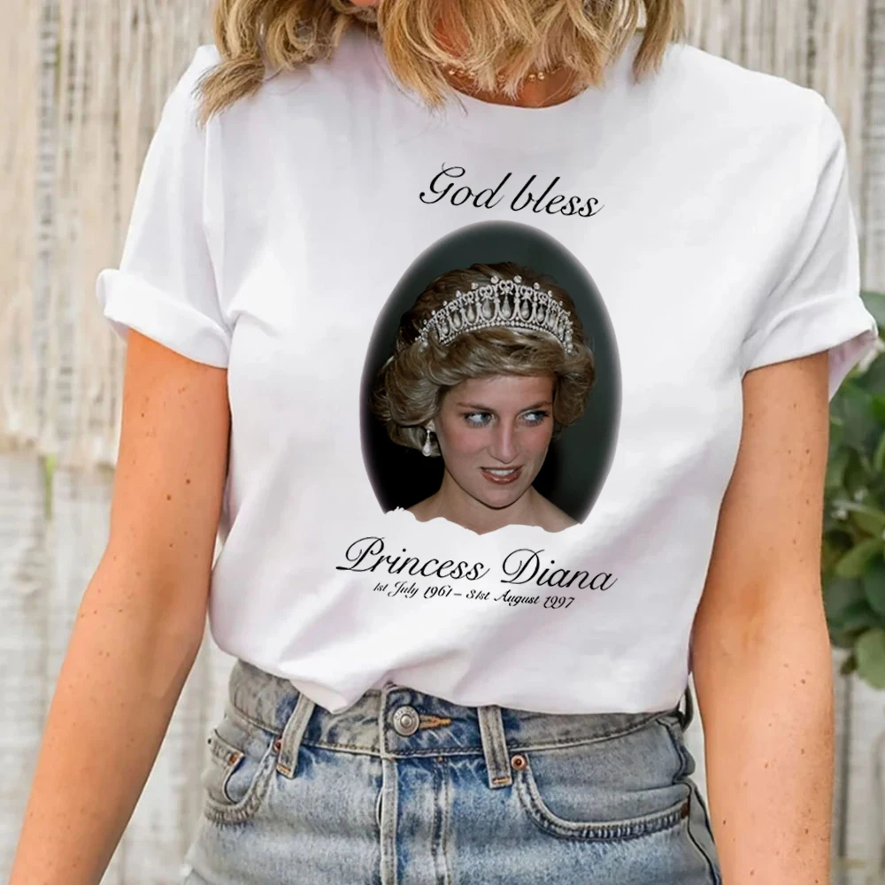 God Bless Princess Diana T-shirts Vintage 90s Remembrance Meme Gift Graphic Women's Tees Gamer Cult Movie Music T Shirts Unisex