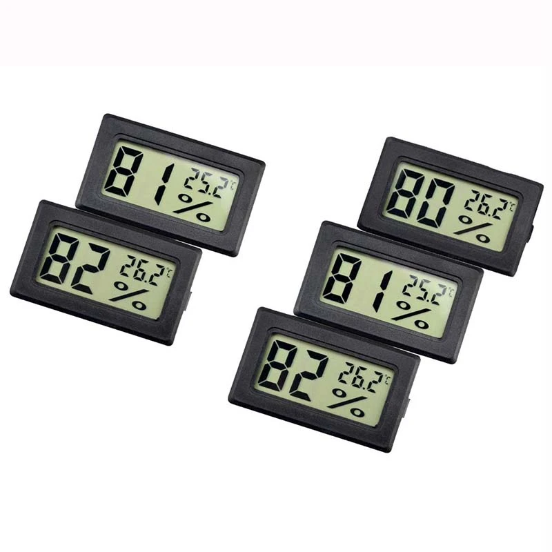 A10Z-5 Pack Mini Digital Thermometer Hygrometer, Indoor Digital Electronic Temperature Humidity Gauge Meter LCD