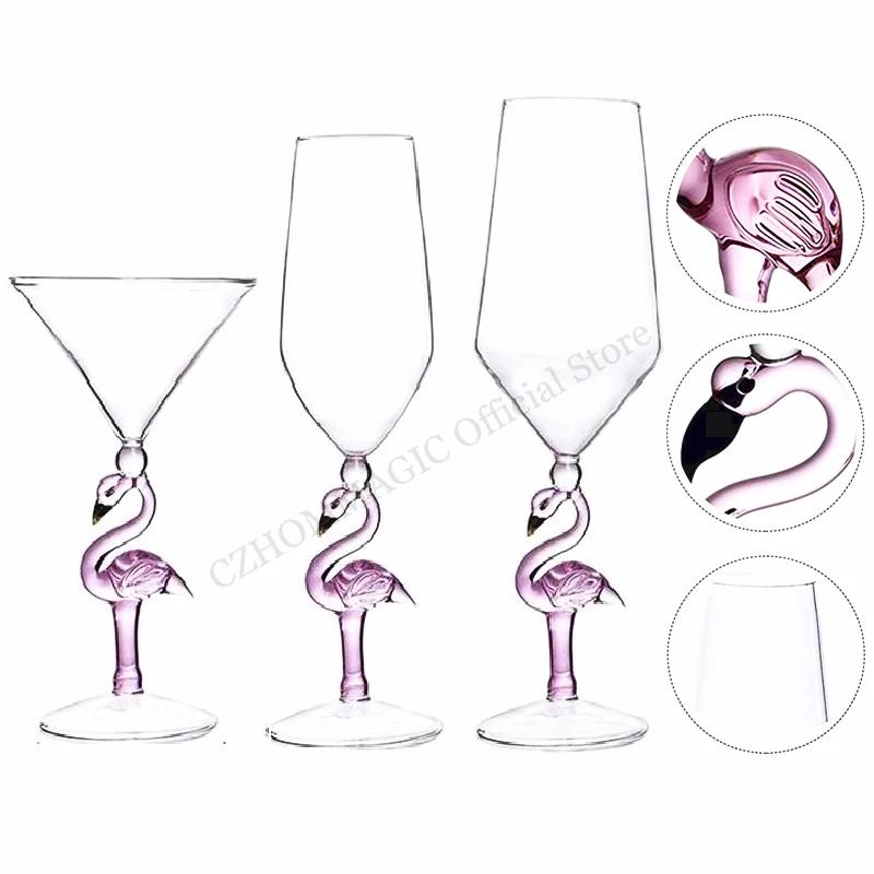 Criativo Rosa Flamingo Cocktail Copo, Martini Cálice, Cone Transparente Em Forma, Casamento, Festa De Aniversário, Cristal Champagne Copo De Vinho, 1Pc
