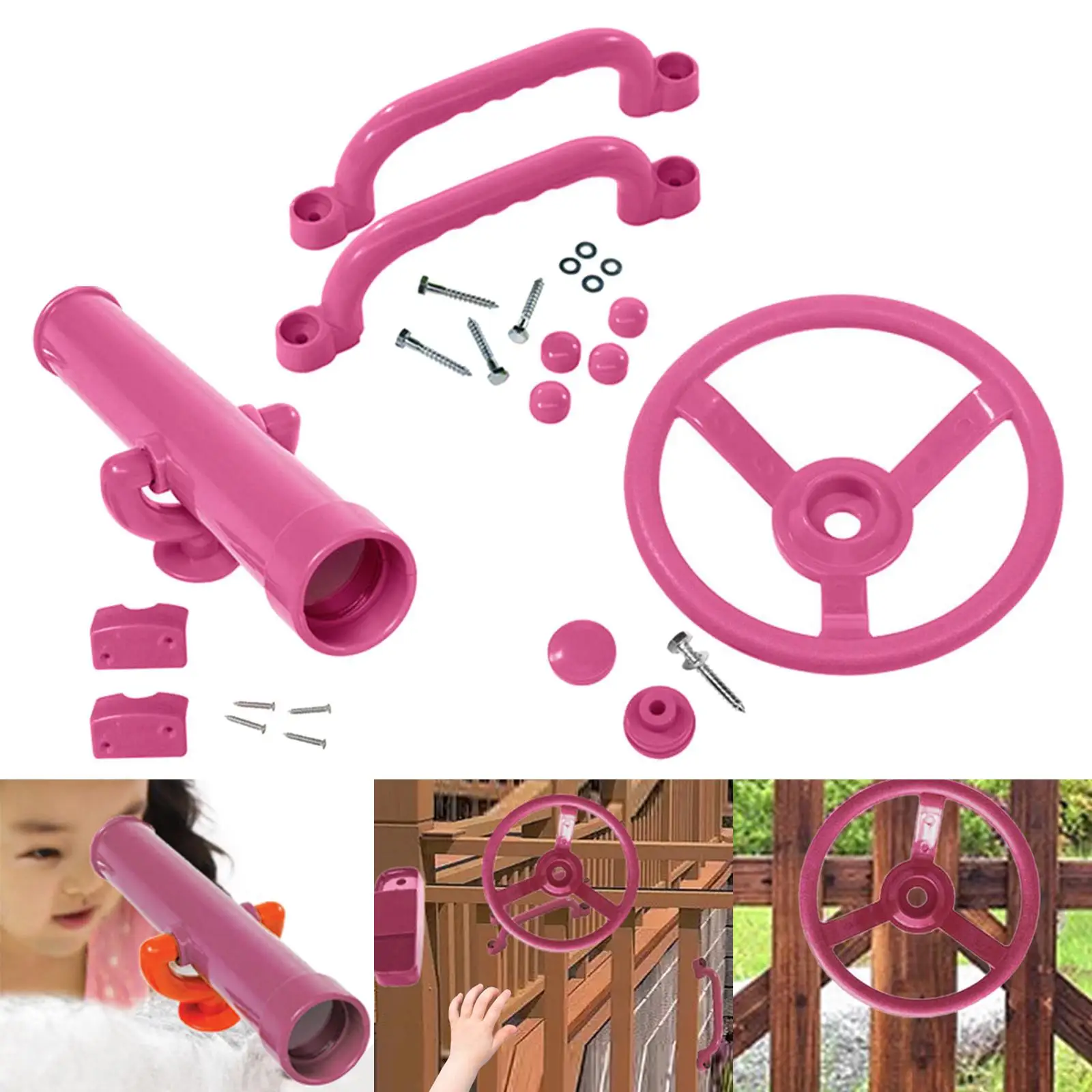 Playground Equipment Swingset Attachments Pink Set Pirate Ship Wheel for Kids