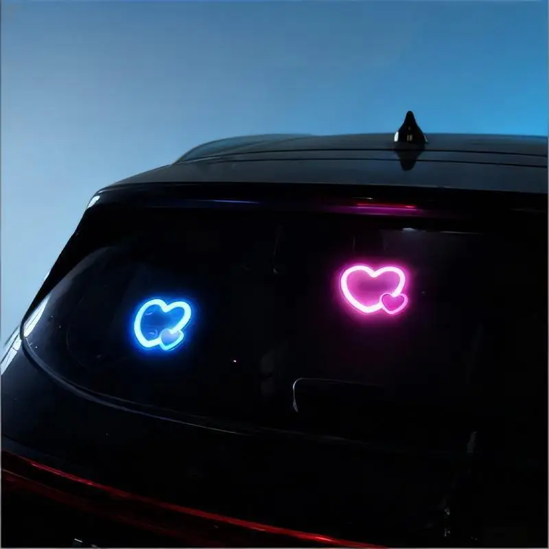 Heart-shaped LED Solar-powered Car Neon Lights 12V Flexible Waterproof Strip Light for Interior and Mood Light