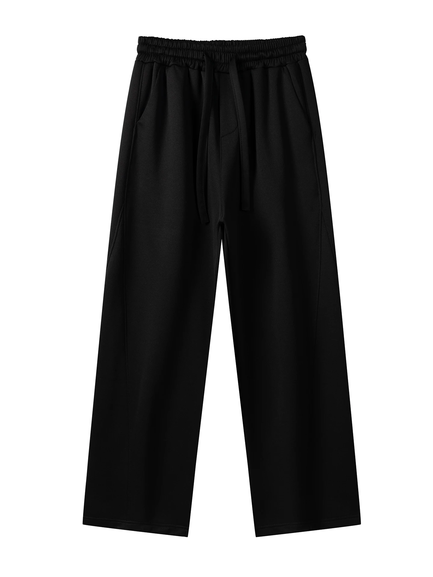 Casual Spor Men's Straight Leg Pants Pure Color Sli Versatile Korean Trendy High Waist Polyester Fiber Anti-Deformation
