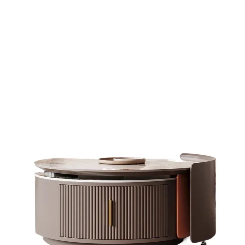 

Круглый журнальный столик из каменной плиты, подвижный вращающийся телескопический складной столик для гостиной, дома, небольшой квартиры, светлый, роскошный, элитный