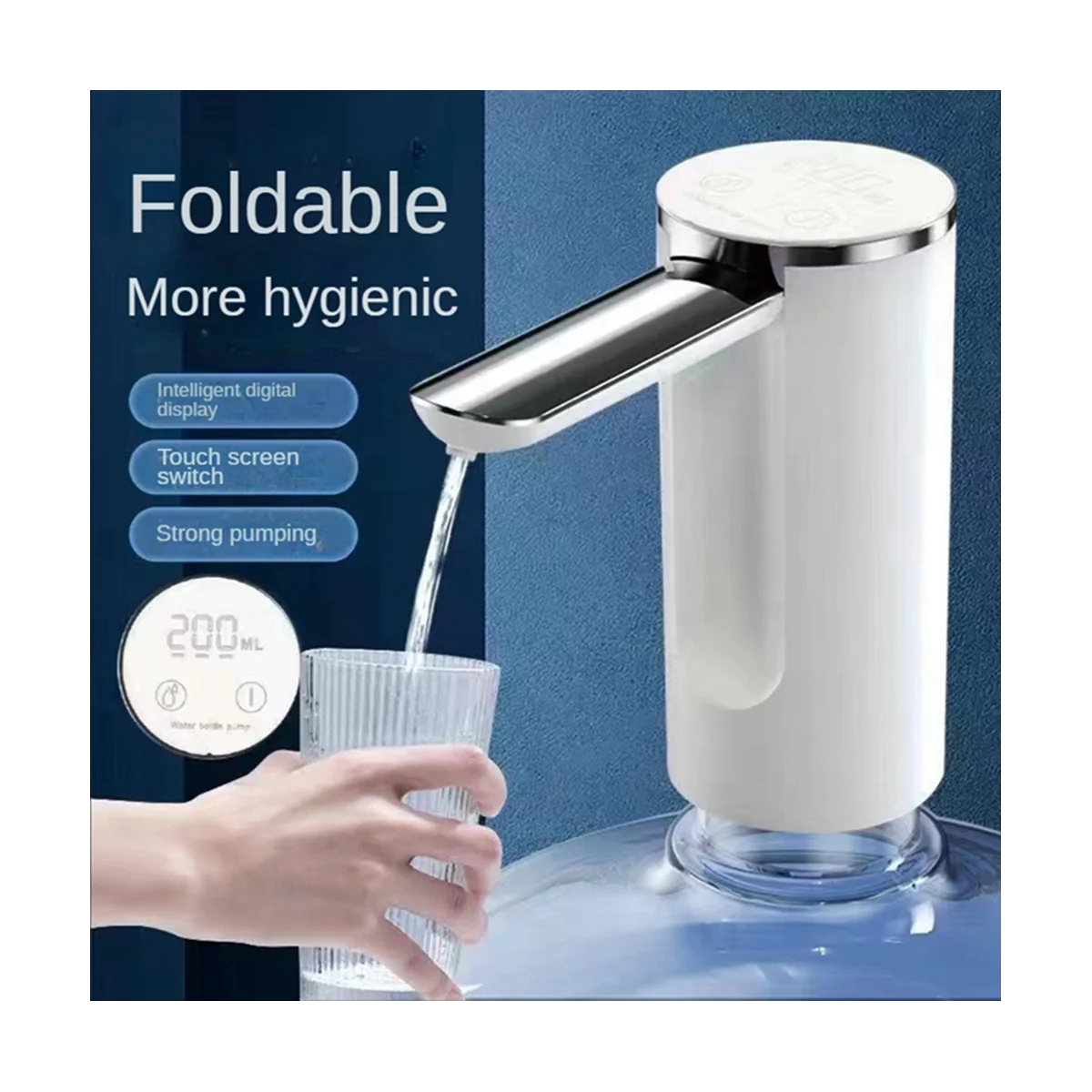 Pompe à Eau Électrique Pliable avec USB, Dispositif d'Aspiration, Distributeur pour Bouteille de 5 Gallons