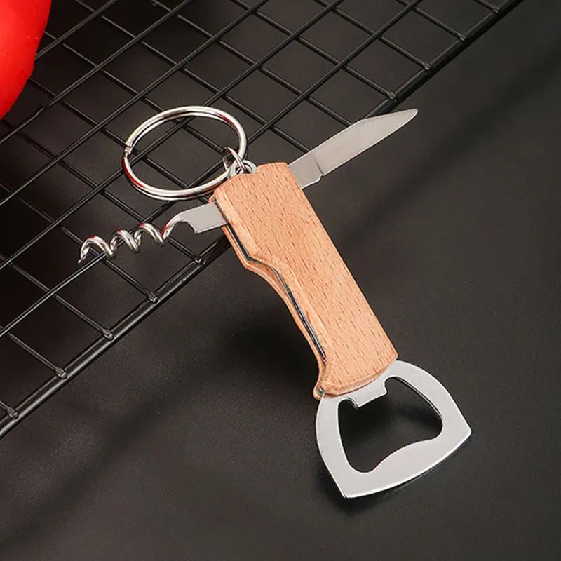 30Pcs Portable Corkscrew Wine Opener with Keychain, Multifunctional Beer Bottle Opener, Knife, Gift for Mens