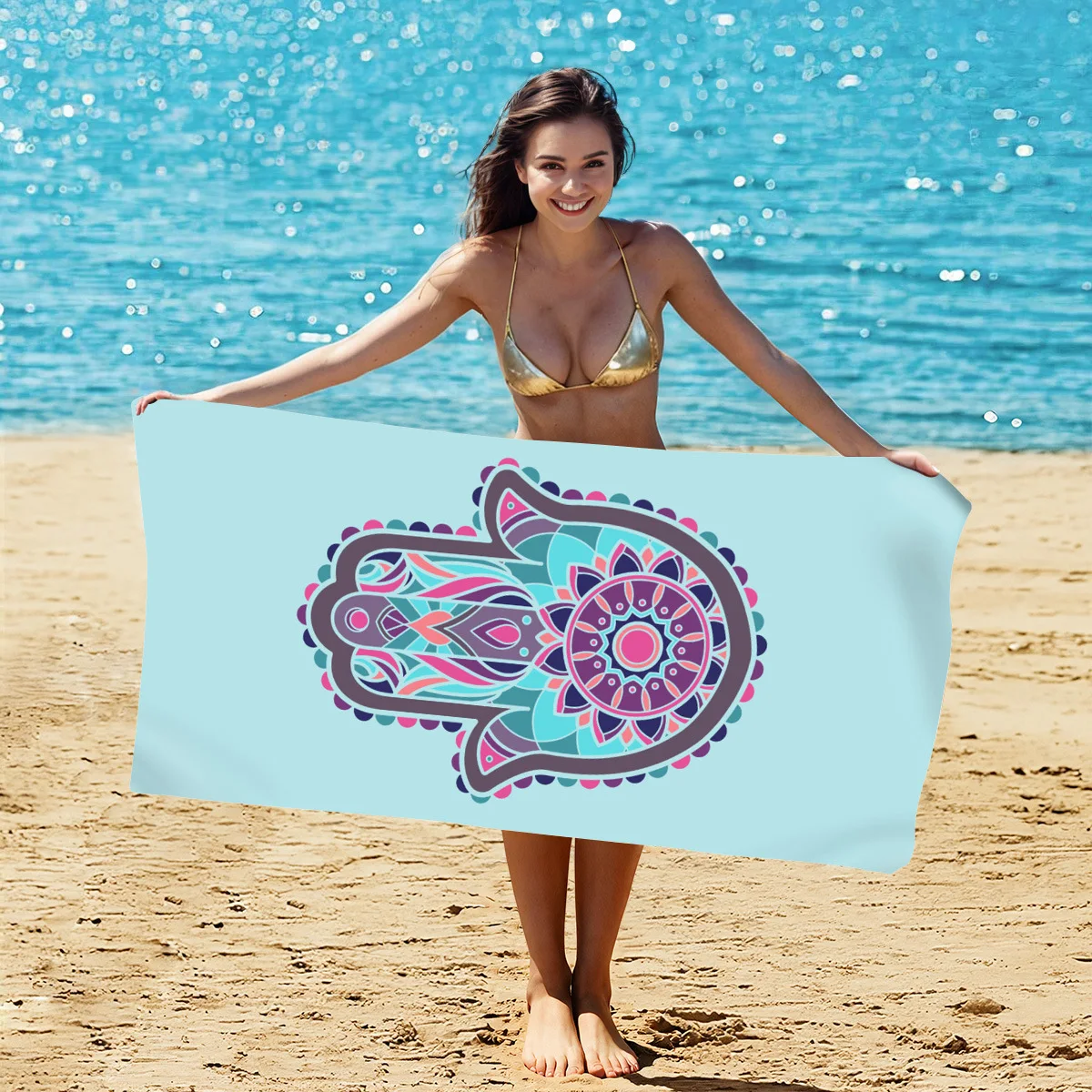 140*70CM Microfiber Printed Beach Towel Absorbent Swimming Pool Towel Lightweight Quick Drying for Men Women Beach Accessories