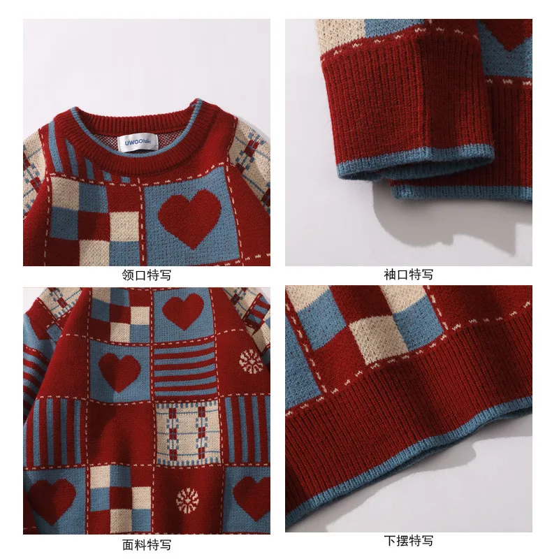 Harajuku Maglione grafico a forma di cuore Uomo Hip Hop Streetwear Autunno Maglione pullover oversize per uomo Maglioni moda сislavтukan