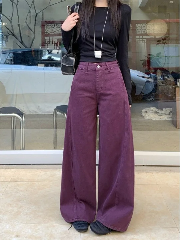 

Retro American Knife Denim Jeans Women's Spring 2026 High Waist Fashionable High Street Loose Wide Leg Long Pants