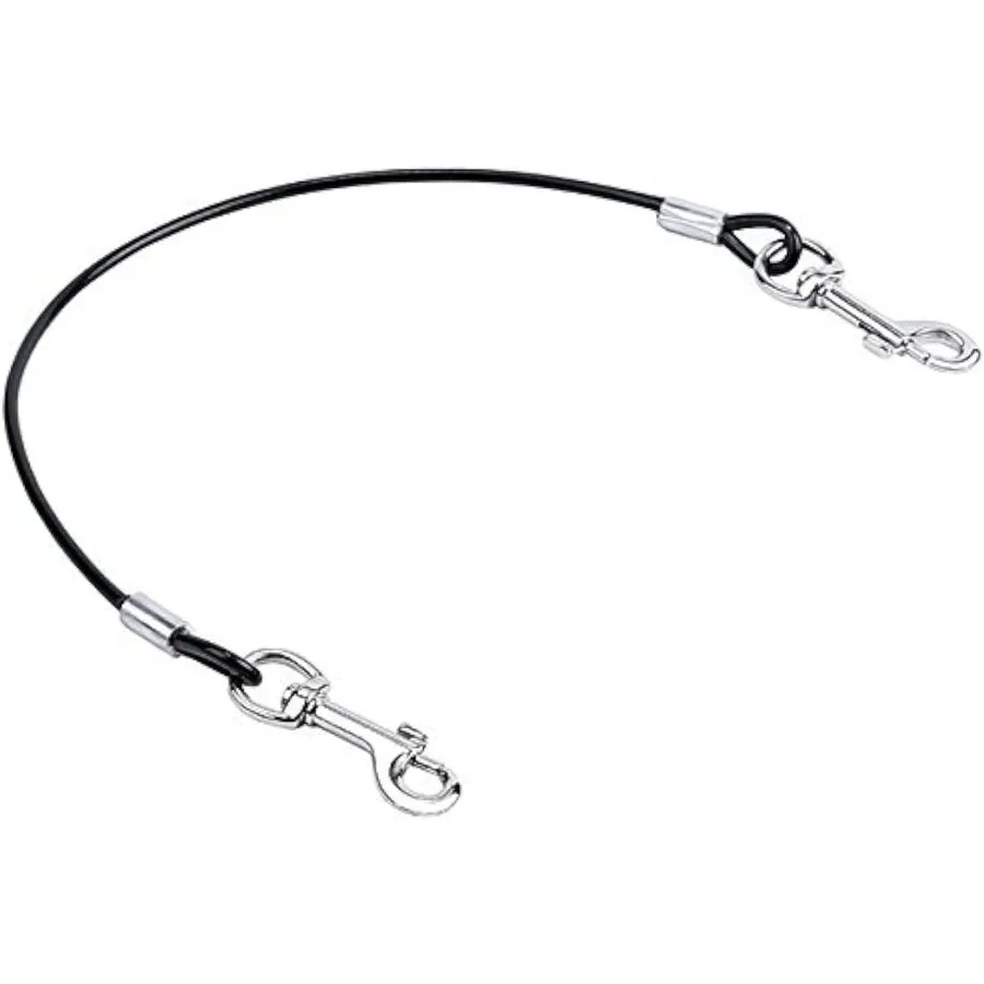 كلب مقعد السيارة حزام ضبط النفس المغلفة الفولاذ المقاوم للصدأ مضغ برهان الكلب مركبة سلامة حبل كابل مشبك مزدوج مضغ الحيوانات الأليفة سيارة Leas #1