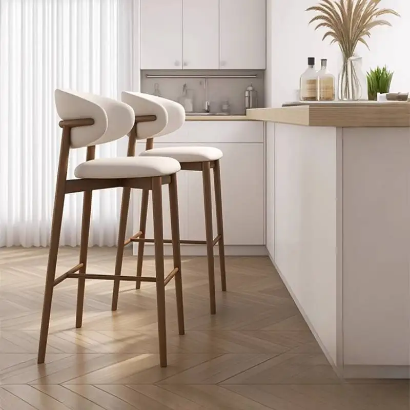 Elegant Contemporary Bar Chairs Minimalist Simple Wooden High Bar Chairs Modern Outdoor Design Silla Alta Para Barra Furniture