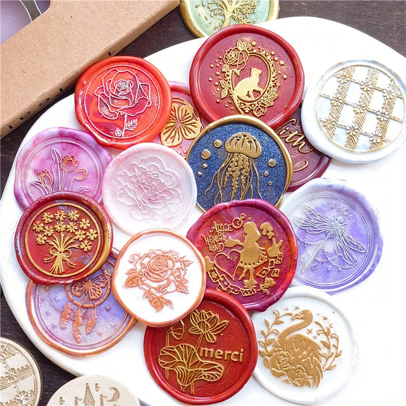 With love seal wax stamp Hydrangea Fox Rose Bee Tulip Wolf swan mermaid lily of the valley Wax Seal Stamp Sealing Stamp Head