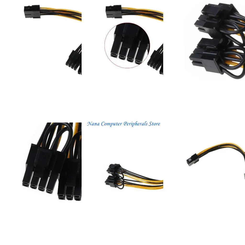 F68C 25cm CPU 8pinから2x 6+2p pci-eグラフィックカードラインスプリッター18awgマイニングケーブル