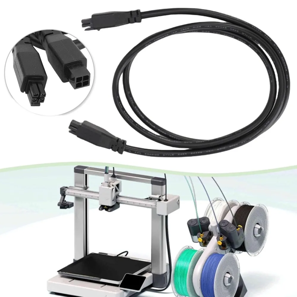 1Pcs 4-Pin 3D Printer Extension Cable Power Cord Power Cable Black Length 1.5m for Bambu Lab 3D Printing Projects Accessories