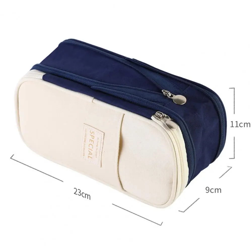 Feder mäppchen Schreibwaren Tasche Doppels chicht versenkbare glatte Reiß verschluss Leinwand Bleistift beutel Stift Aufbewahrung behälter Schul bedarf