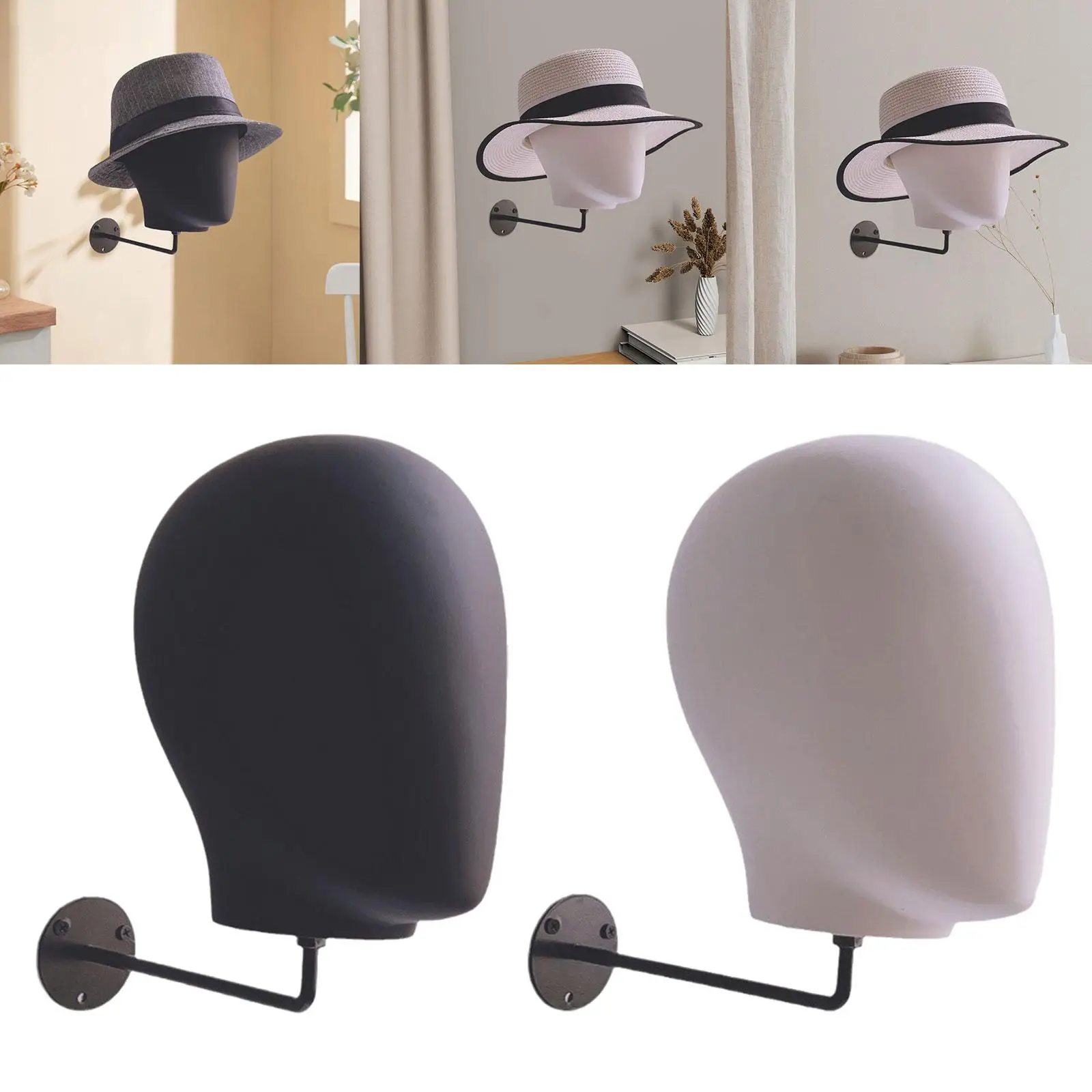 Wall Mount Mannequin Head Wig Display Model Head Sturdy Manikin Head Hanging Wig Stand Cowboy Hat Rack for Glasses Hats Caps Wig