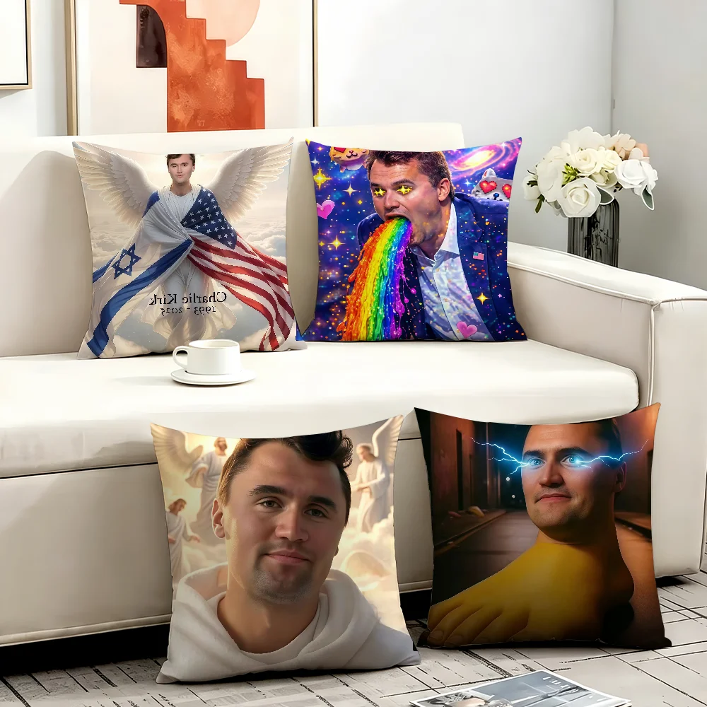 Funny C-Charlie Kirk Meme cushion cover Anti-dustmite Sofa Cushion Decorative Office Cover Lounge Area Indoor & Outdoor Use