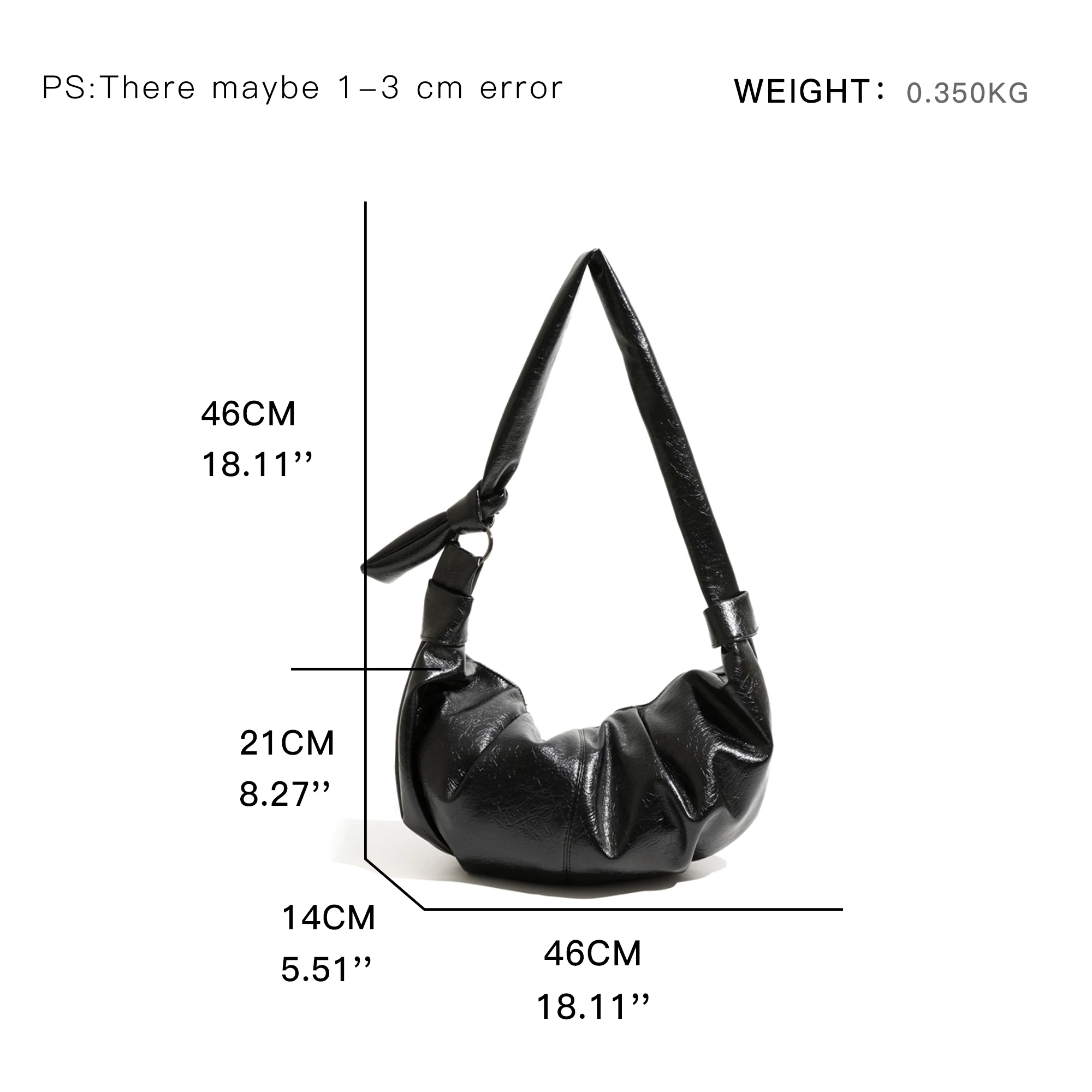 MABULA Pleated Dumpling Hobo Bag for Women Soft PU Leather Korean Style Sling Crossbody Purse Black Knot Strap Shoulder Pack