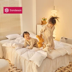 Sondeson Baby Kids White 100% Goose Down Duvet Filler 3D Bread Quilt Warm Comforter Brocade Class A Grade Sleep Blanket For Gift