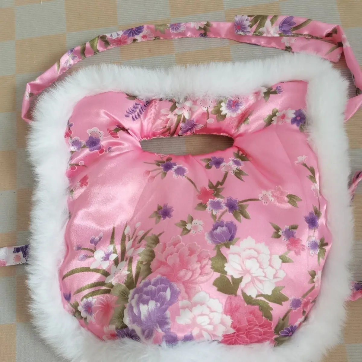 Satin Print Fill Cotton Faux Rabbit Fur Trim Full Face Cover Open Nose Mask Couple Cosplay Games Party Decorative Props Handmade