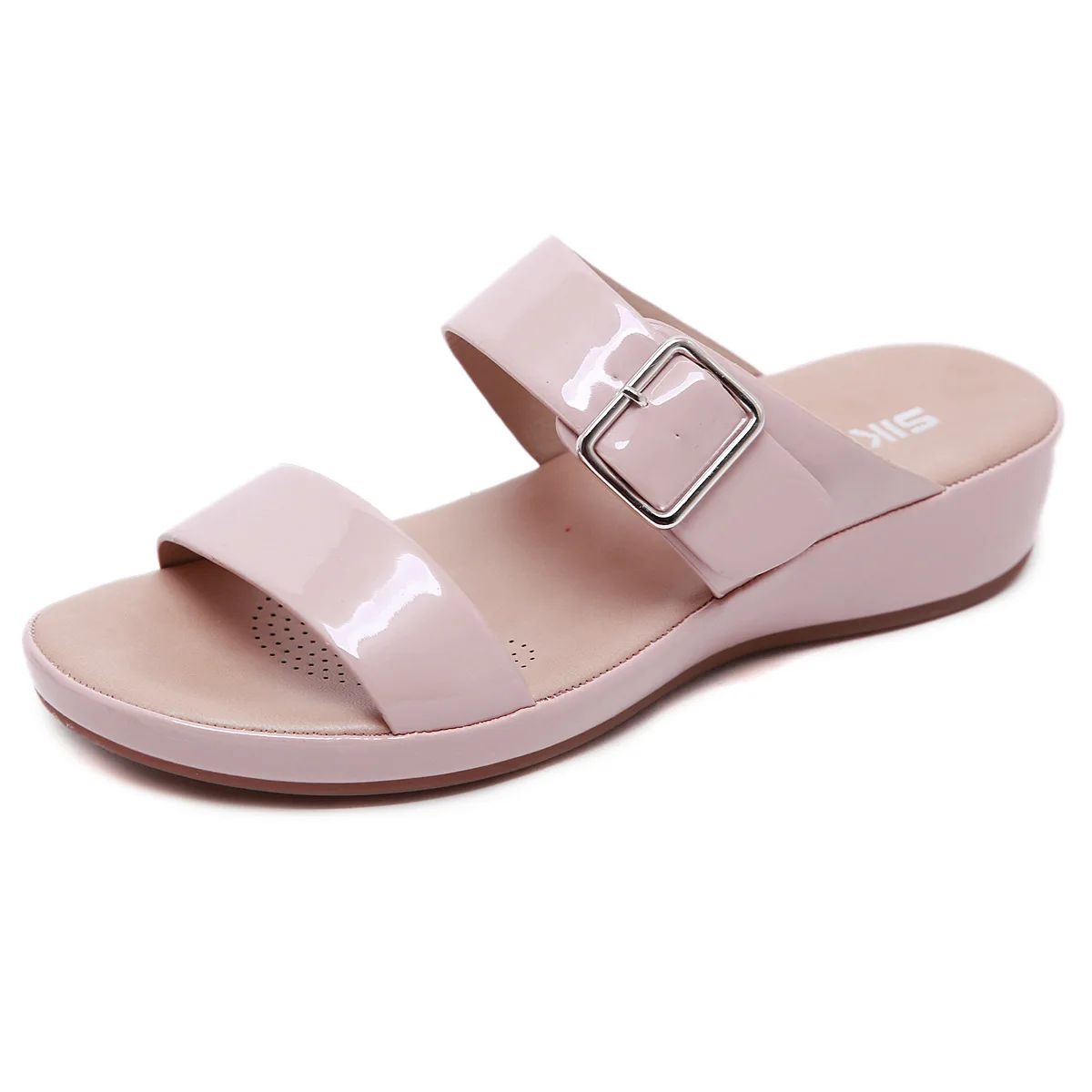 Sandalias informales antideslizantes de Metal PU para mujer, cuñas de plataforma suave, tacones altos, zapatillas de playa para caminar, zapatos elegantes, 2024