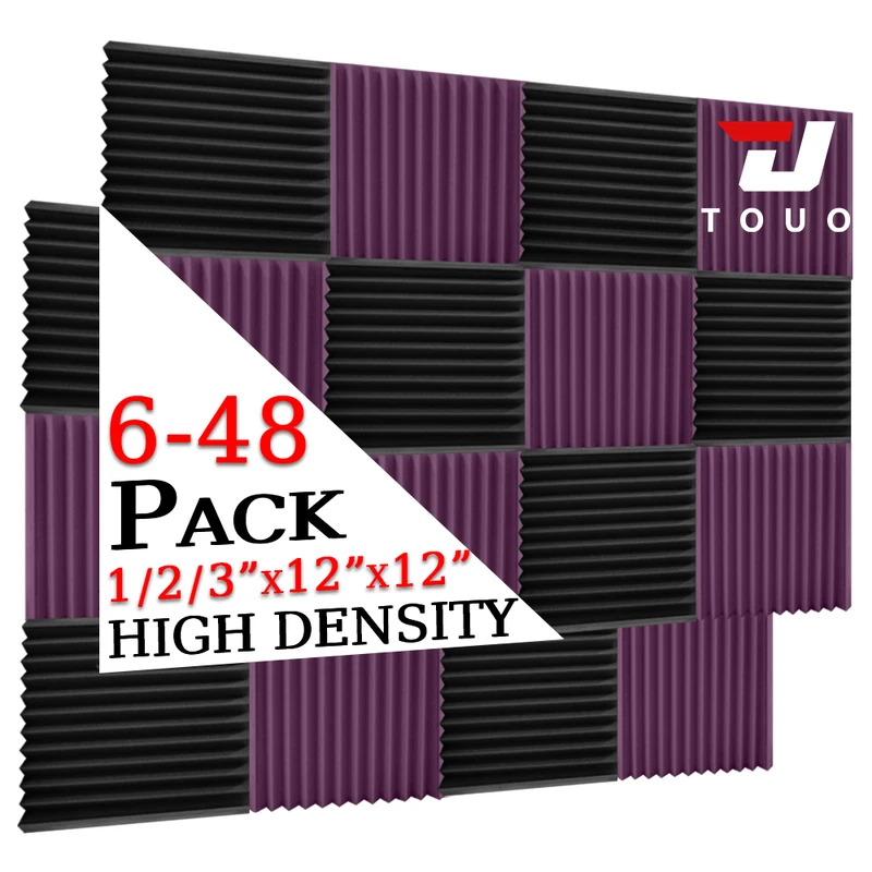 

TOUO 6-24 Pack Studio Acoustic Foam Music Studio Soundproof Sheet Noise Sound-Absorbing Foam KTV Room Isolation Door Wall Panel