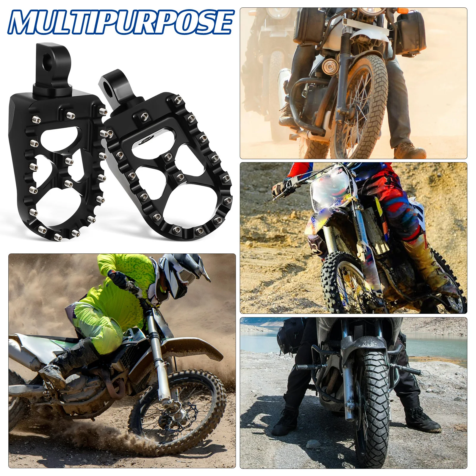 

1Pair Motorcycle Foot Pegs Aluminium Alloy Motor Pedals Dirt Bike Footrests High Grip Foot Peg Replacement Dirt Bike Pegs