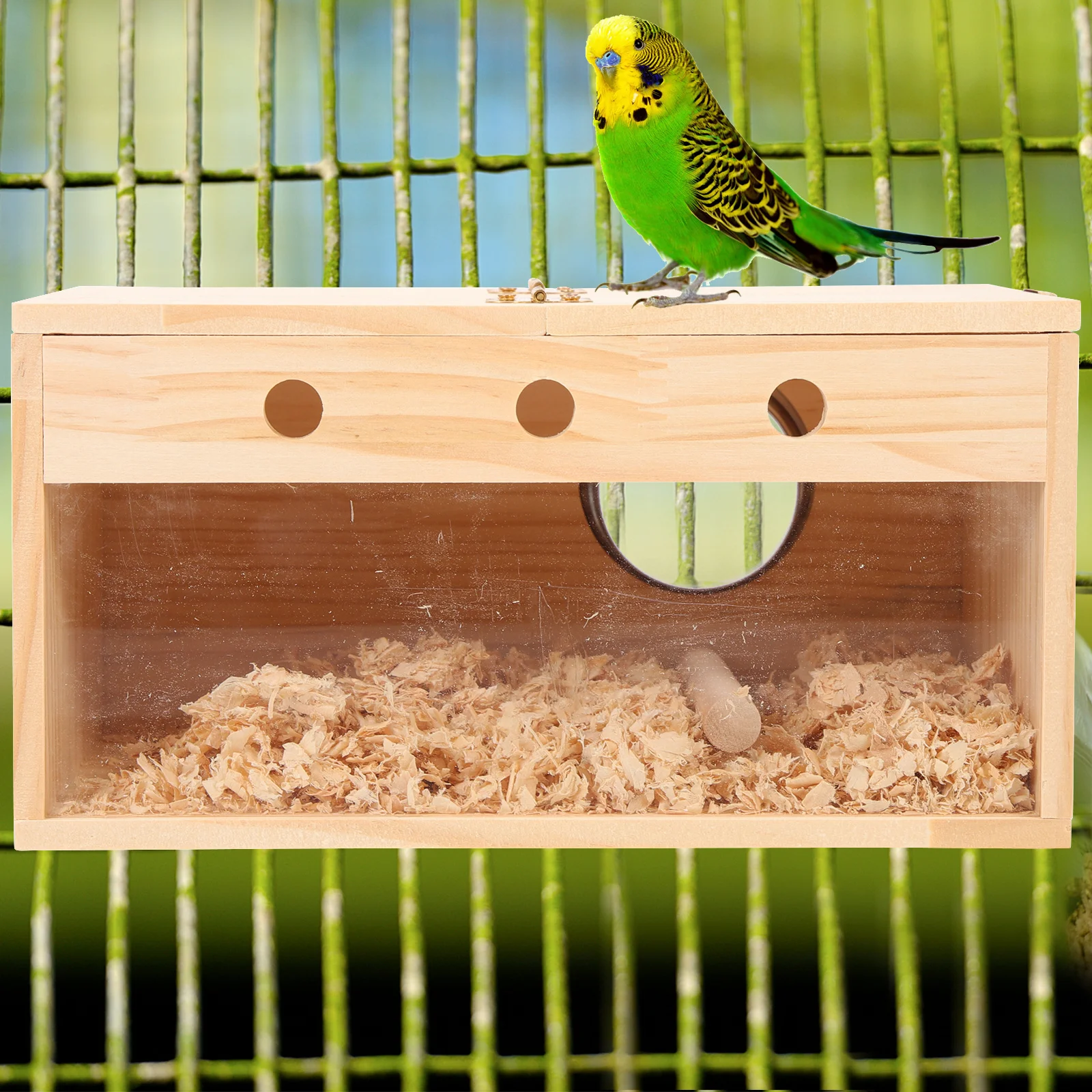 

Parrot Breeding Box Wooden Nest for Budgie Parakeet Lovebird Cockatiel Pet Birds Warm Incubation Environment Space Saving Garden