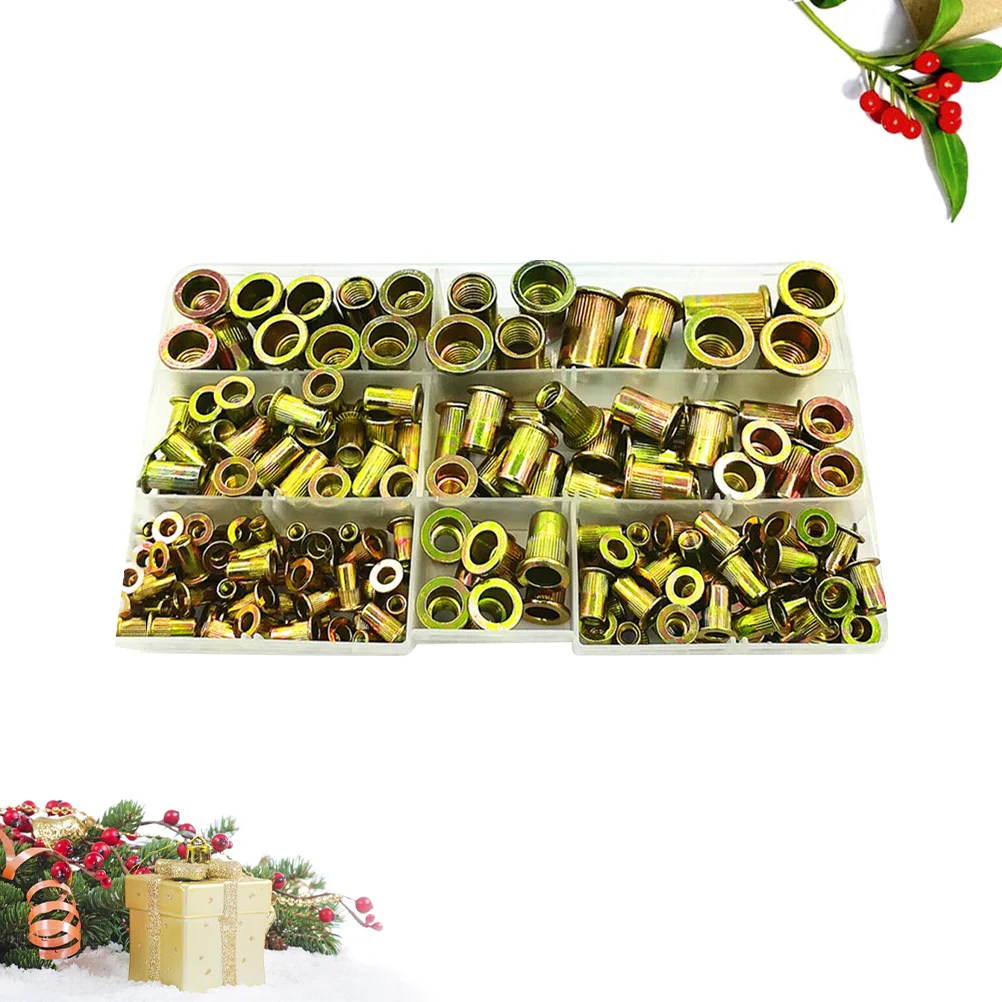 

190pcs Rivet Nut Set Carbon Steel Assorted Size Repair Tool Kit For Home Shop Use Utility Nuts Screws Fasteners