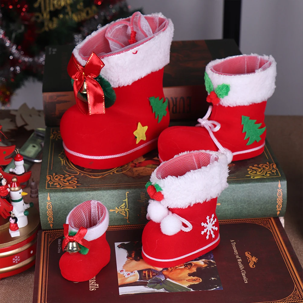 

2pcs Christmas Stockings Candy Boots Decorative Socks Gift Pouches Tree Hanging Ornaments Medium Size For Party Home Decoration