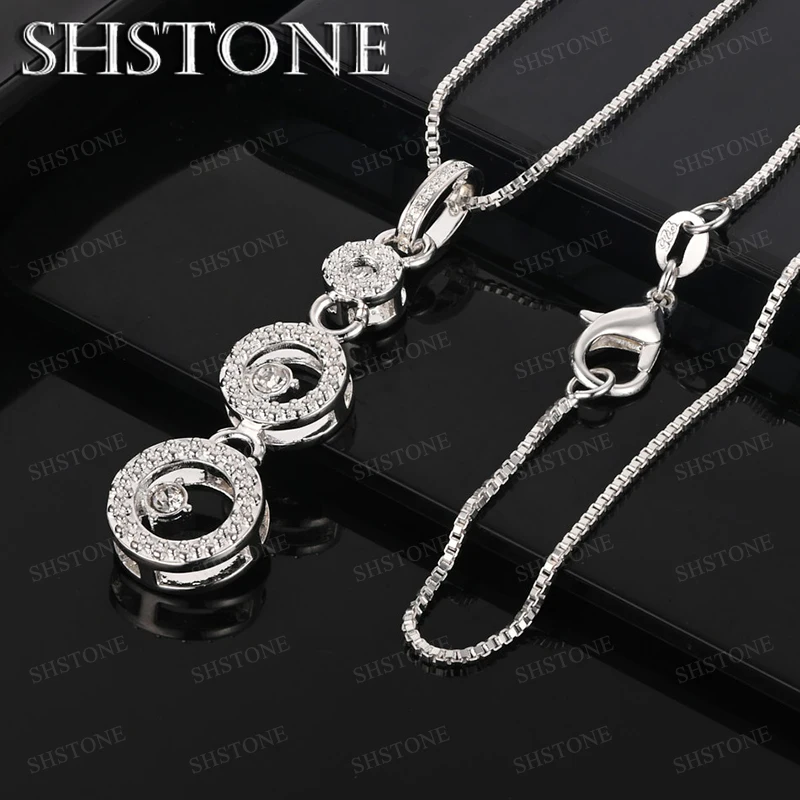 

AAA Zircon 925 Sterling Silver Rotundity Pendant Necklace 4 Chain Lady Wedding Party Holiday Gift Accessories Delicate Jewelry