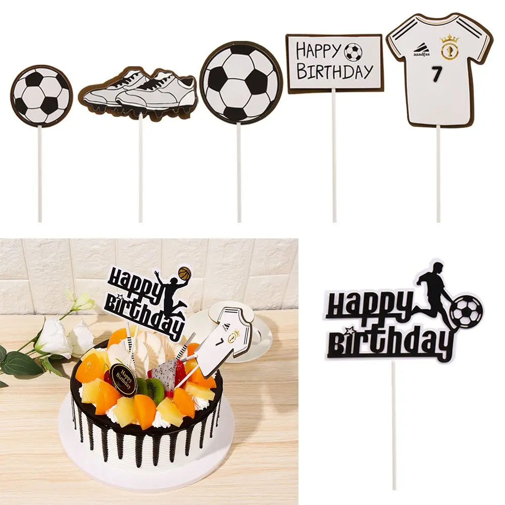 Football Basketball Cake Topper Happy Birthday Cake Toppers Cupcake Topper Novelty Soccer Sports Theme Party Supplies for Kids