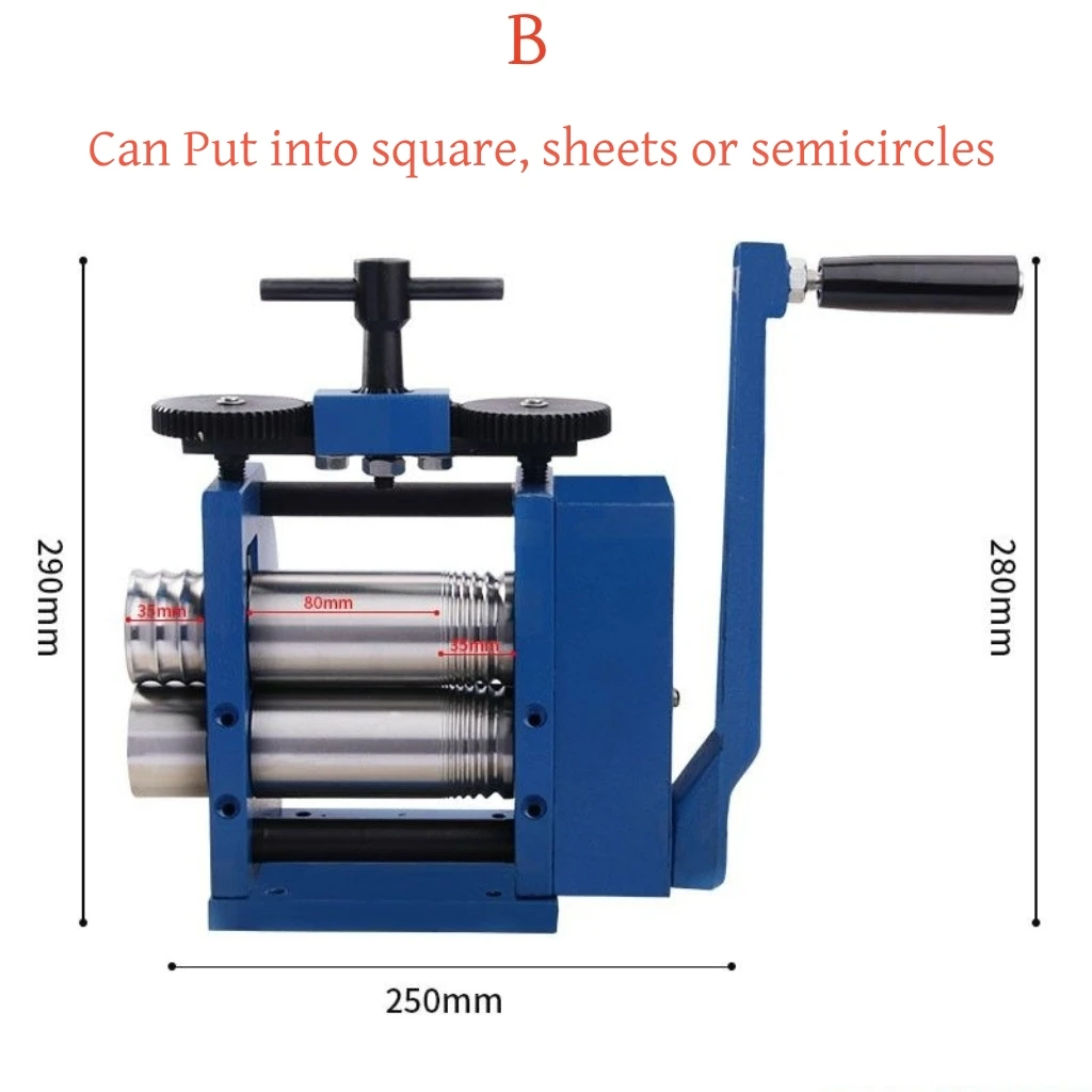 Mini Goldsmith Gold Jewelry Rolling Mill Two Roll Mill Machine With 1:2.5 Gear Ratio Sheet Square Semicircle Pattern Wire Roller