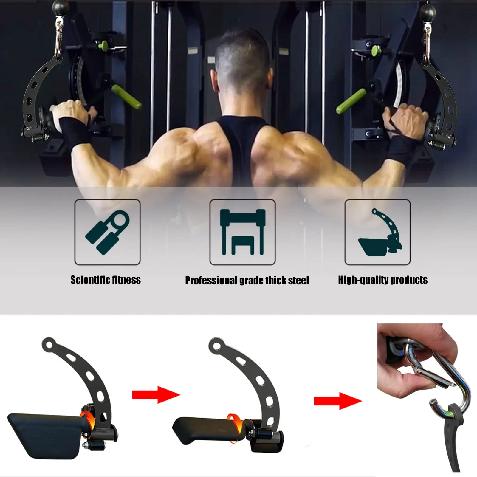 Fitness Rowing Attachment Gym Biceps Triceps Blaster Handle Press Down Grips Hand Lat Pull Down Pulley Cable Machine Accessories