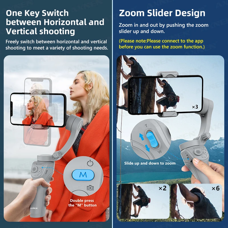 مثبت انحراف محمول ثلاثي المحاور للهواتف الذكية، لهاتف iPhone، وتسجيل فيديو مدونة فيديو، ومضاد للاهتزاز مع ضوء ملء