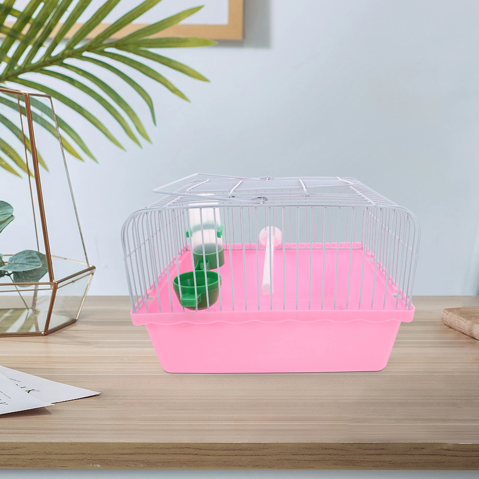 

Portable Bird Cage for Parrots Lovebirds Small Animals Travel Carrier with Stand Rod Food Box Water Dispenser Color Easy