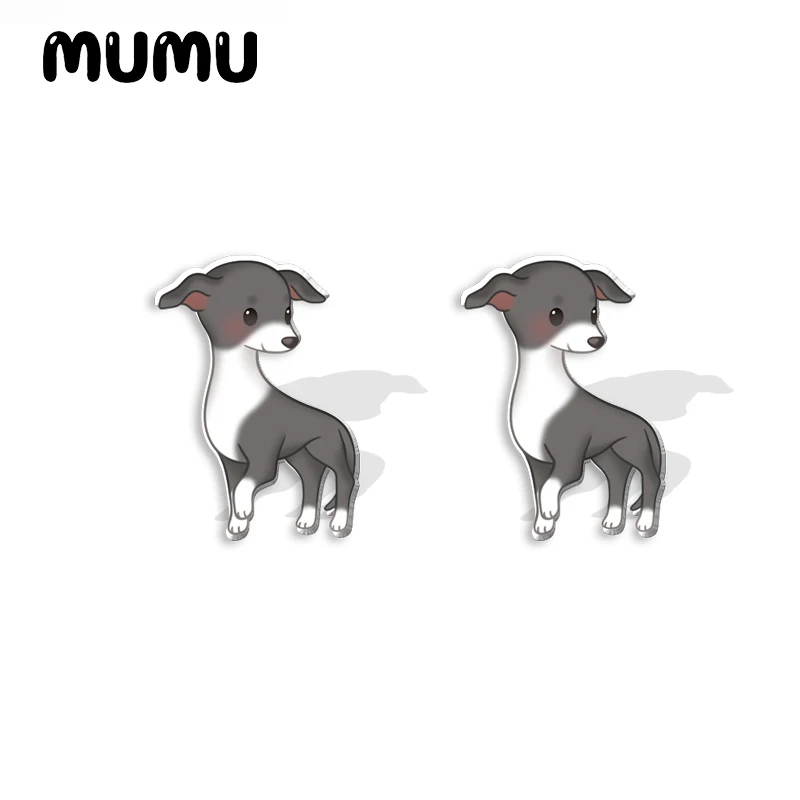 2023 New Italian Greyhound Acrylic Stud Earring Little Dog Handmade Earrings Resin Epoxy Jewelry Gifts Friend