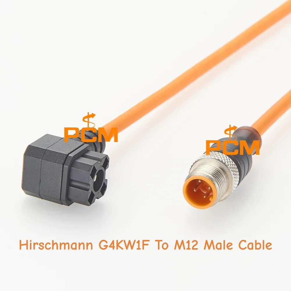 Hirschmann G4KW1F to M12 Male Cable 4 Pin Industrial Connector Cable for Sensor Actuator Automation System & Hydraulic Pneumatic