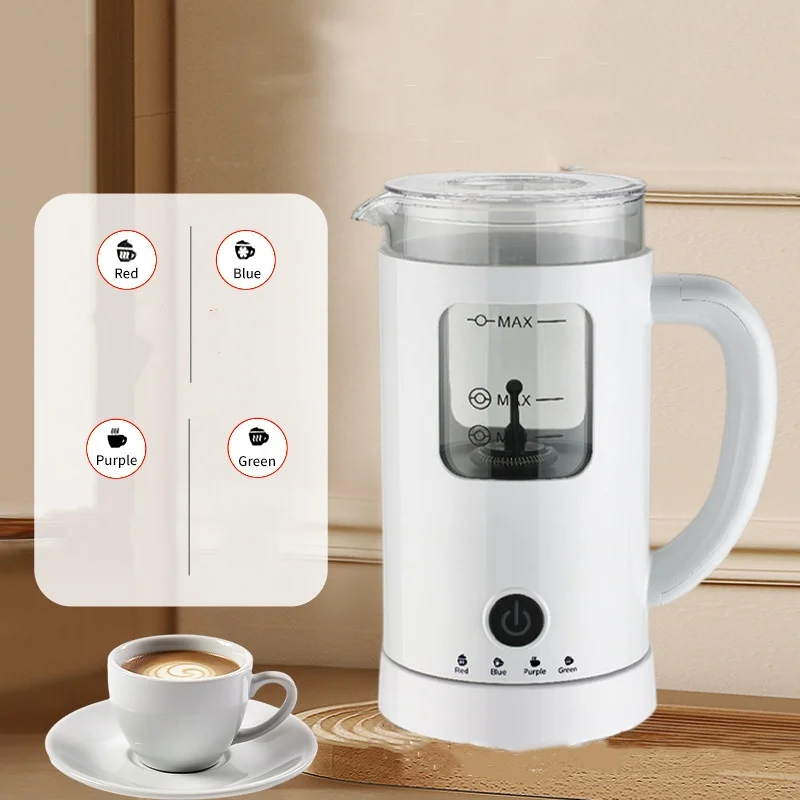 رغوة حليب كهربائية زجاجية مرئية 4 في 1 عالية الجودة USB/ تعمل بالبطارية مع غلاف بلاستيكي لاستخدام السيارة