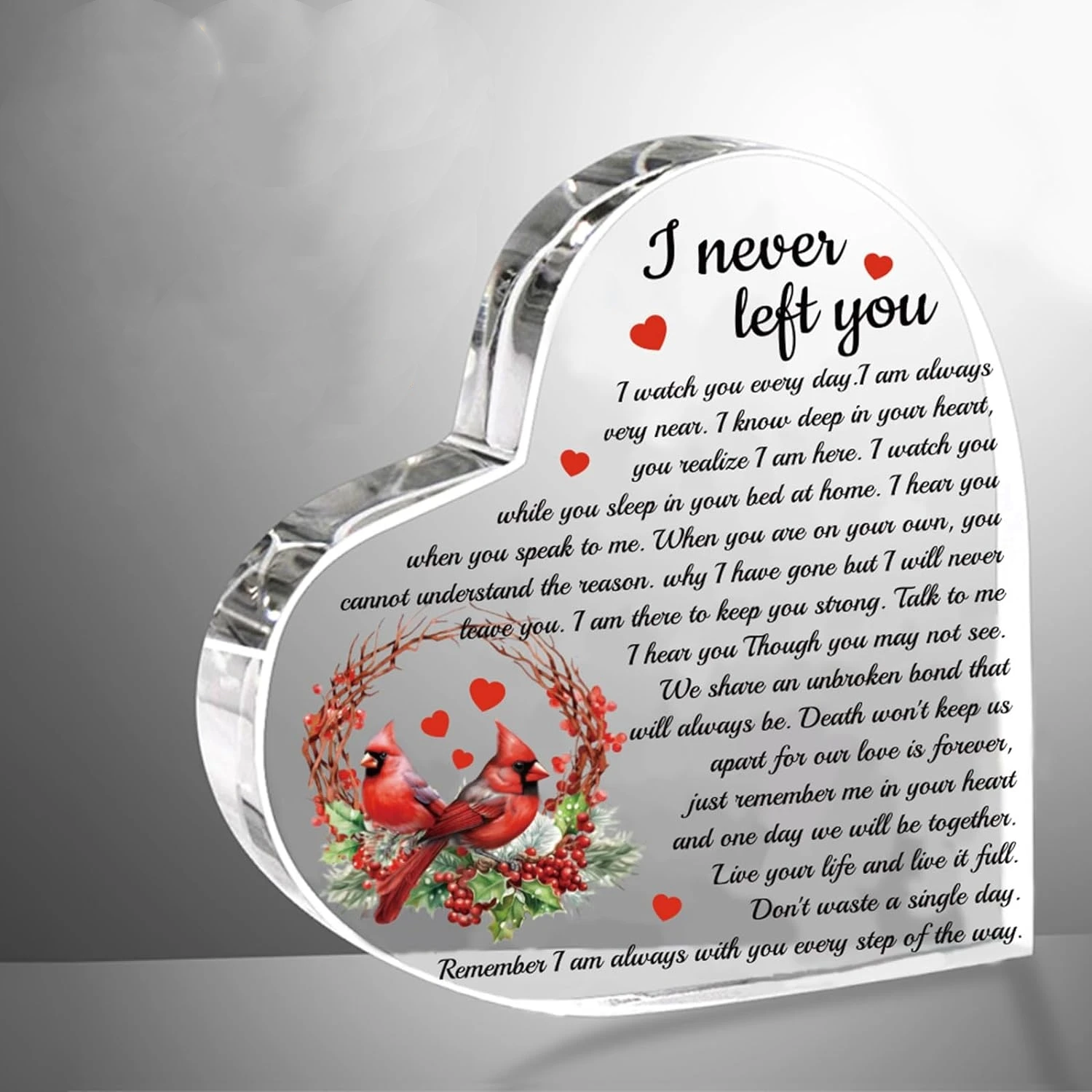 Rotes Kardinal Acryl Sympathie Geschenk Ich habe Sie nie daran erinnert Andenken Beerdigung Trauer Geschenk Kondolenz Gedenk geschenke