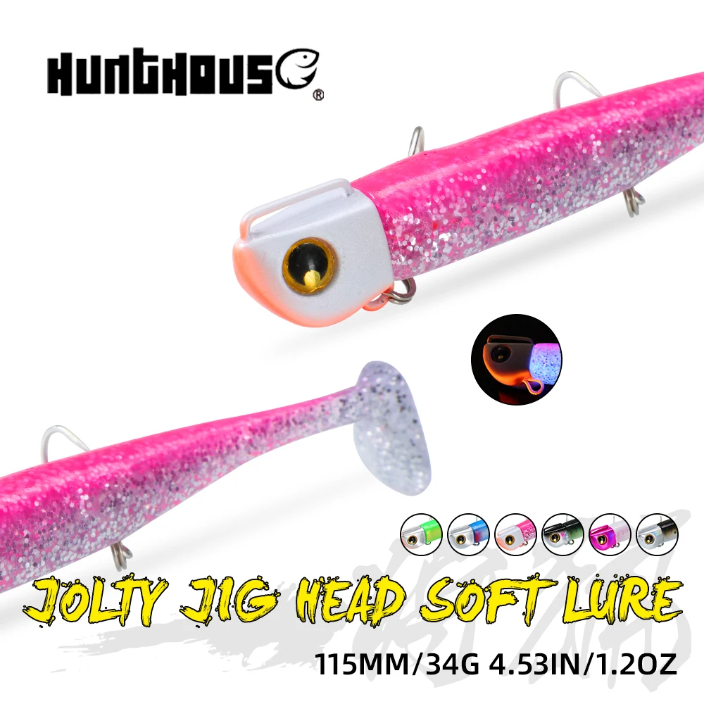 

Hunthouse Jolty Jig Head Soft Fishing Lure Jigging Bait Sinking 115mm/34g Wobbler Double Hook Bass Pike Saltwater Fish Tackle