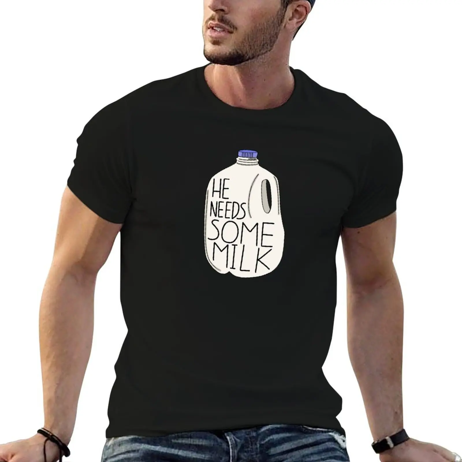 He needs some milk T-Shirt oversized rapper graphic tees plus size tops Men's t shirts