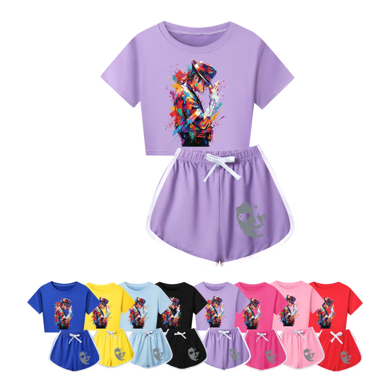 Boys and girls international singers children's short sleeved shorts long sleeved Michael Jackson pajamas set