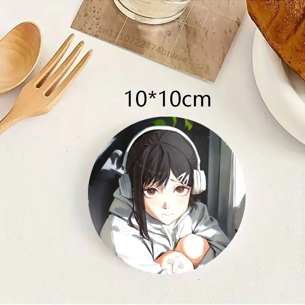 Kobeni C-Chainsaw Man Wooden Coaster Set, A Must-Have For Holiday Parties, Suitable For Bars, Offices , Size 10cm X 10cm