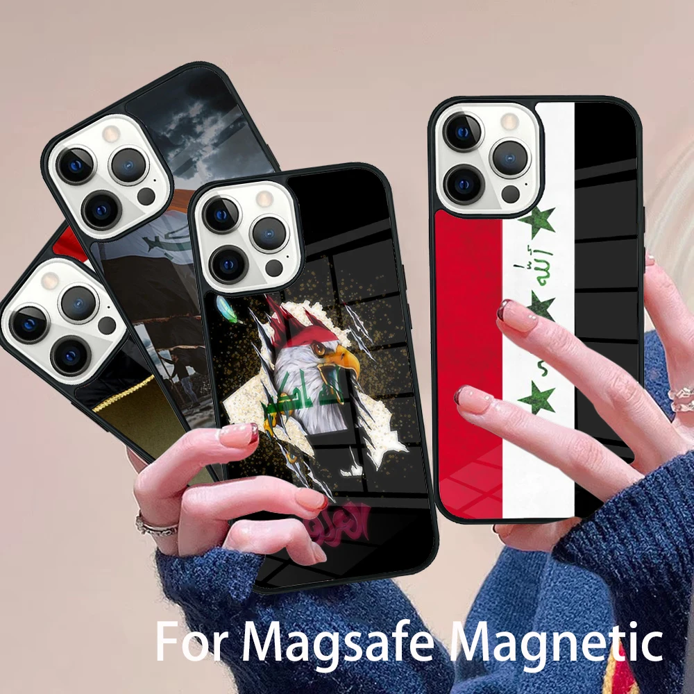 

Iraqi Iraq Flag Phone Case Magesafe Magnetic Wireless Charge Cover For IPhone 16 11 12 13 14 15 Pro Max Plus Mini