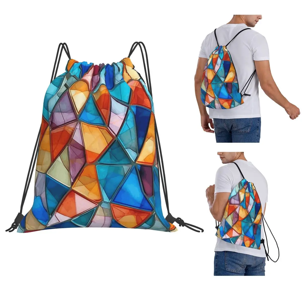 

Radiant Prism A Kaleidoscope Of Color And Light Backpacks Casual Drawstring Bundle Pocket Sports Bag Book Bags for Man Woman