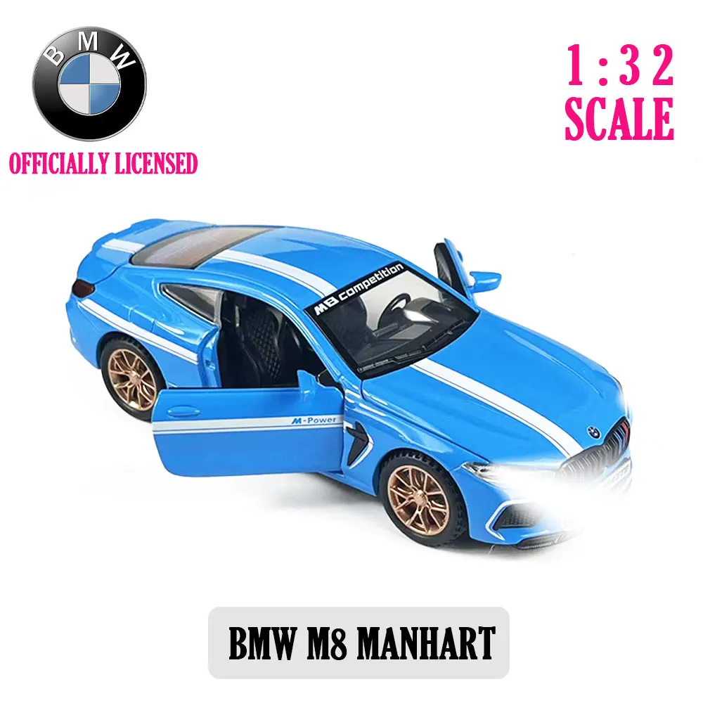 

Bmw m8 manhart 1:32 Diecast Pullback Muscle Car Model Repilca with Light Sound Scale Alloy Miniature Kid Boy Xmas Gift Toy