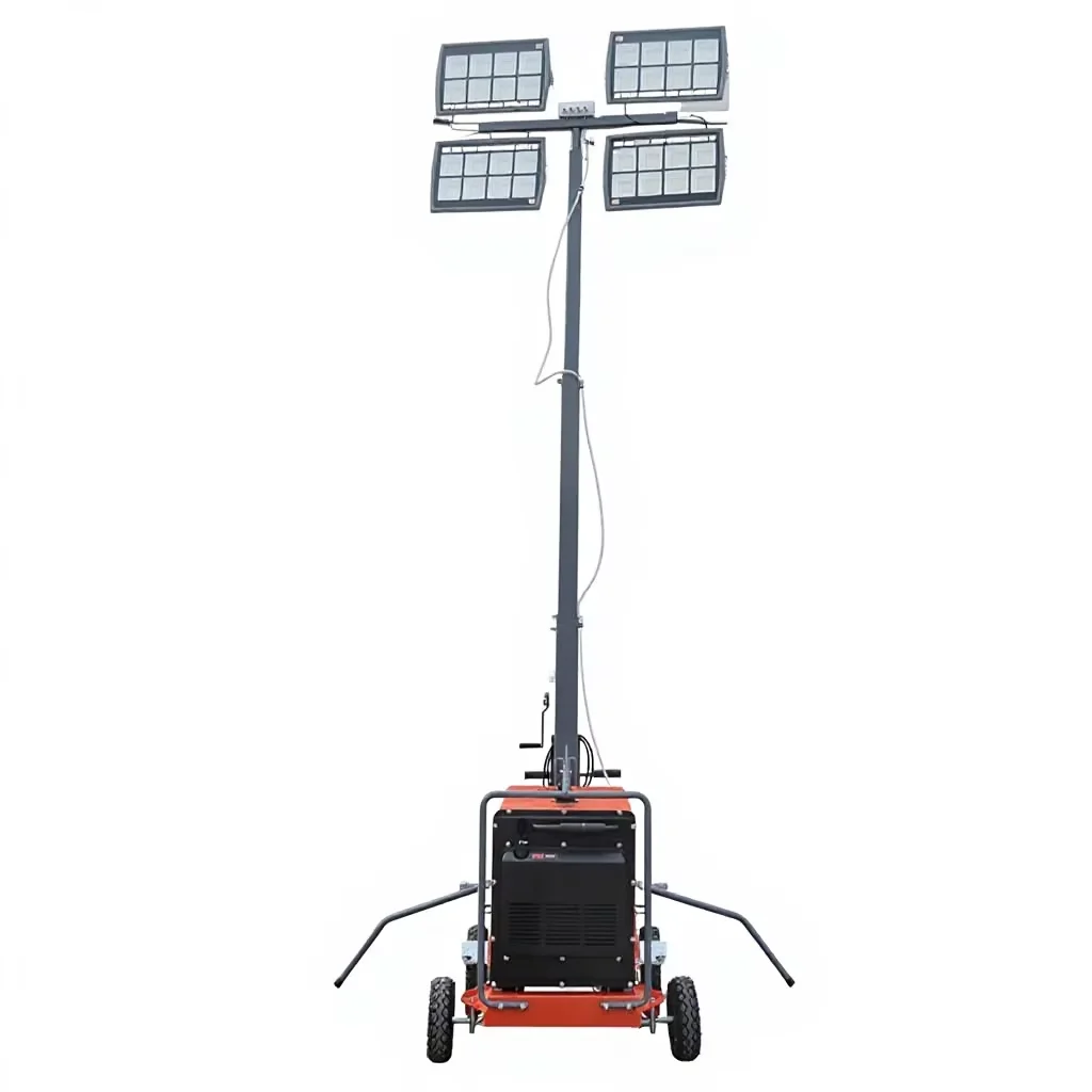 CE Certificate Easy Maintenance 5M Manual Lifting Mast Compact Light Tower with Adjustable Illumination Angle