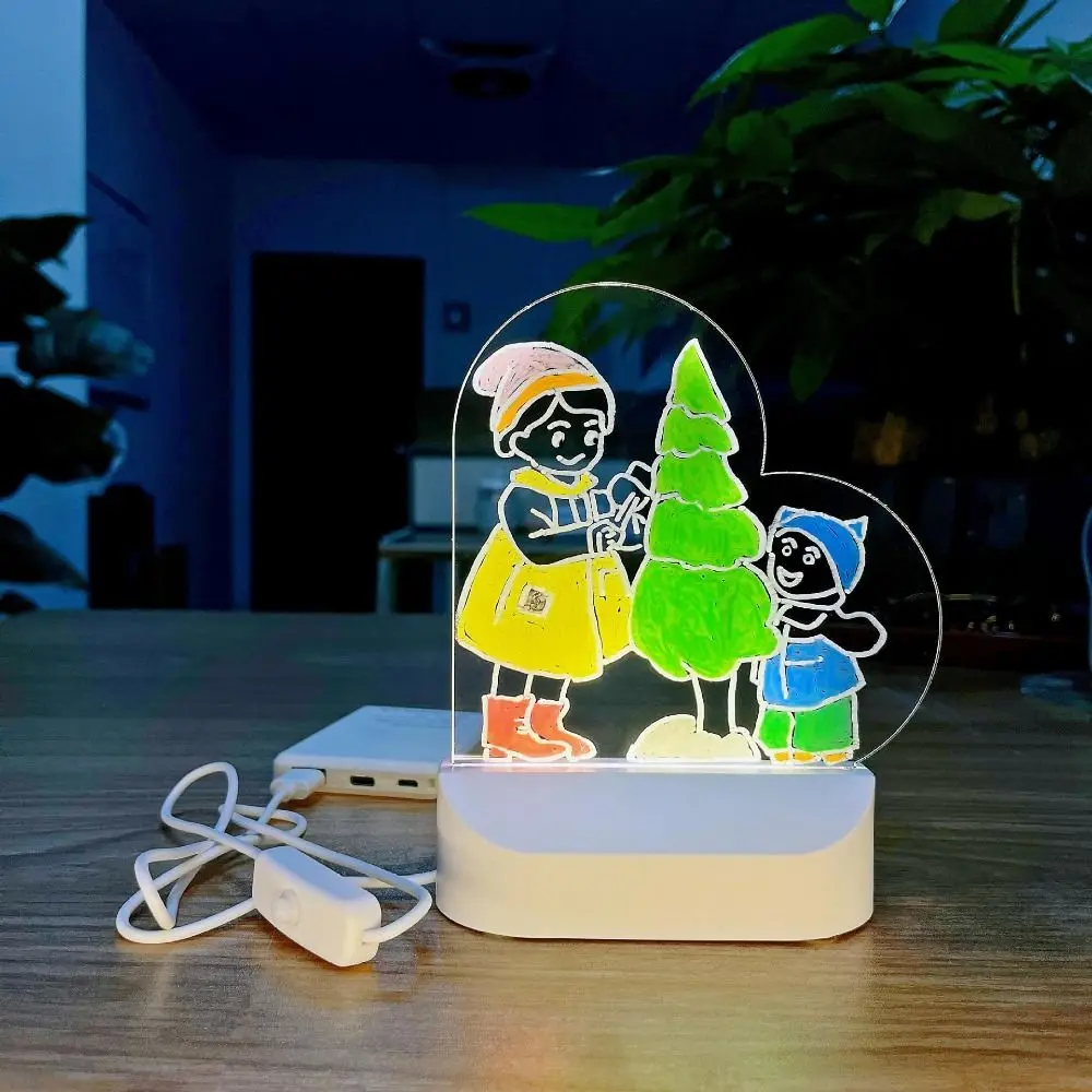 

Creative LED Drawing Board With Night Light Erasable Clear Luminous Writing Board Decorative Night Light Desktop Note Memo Lamp
