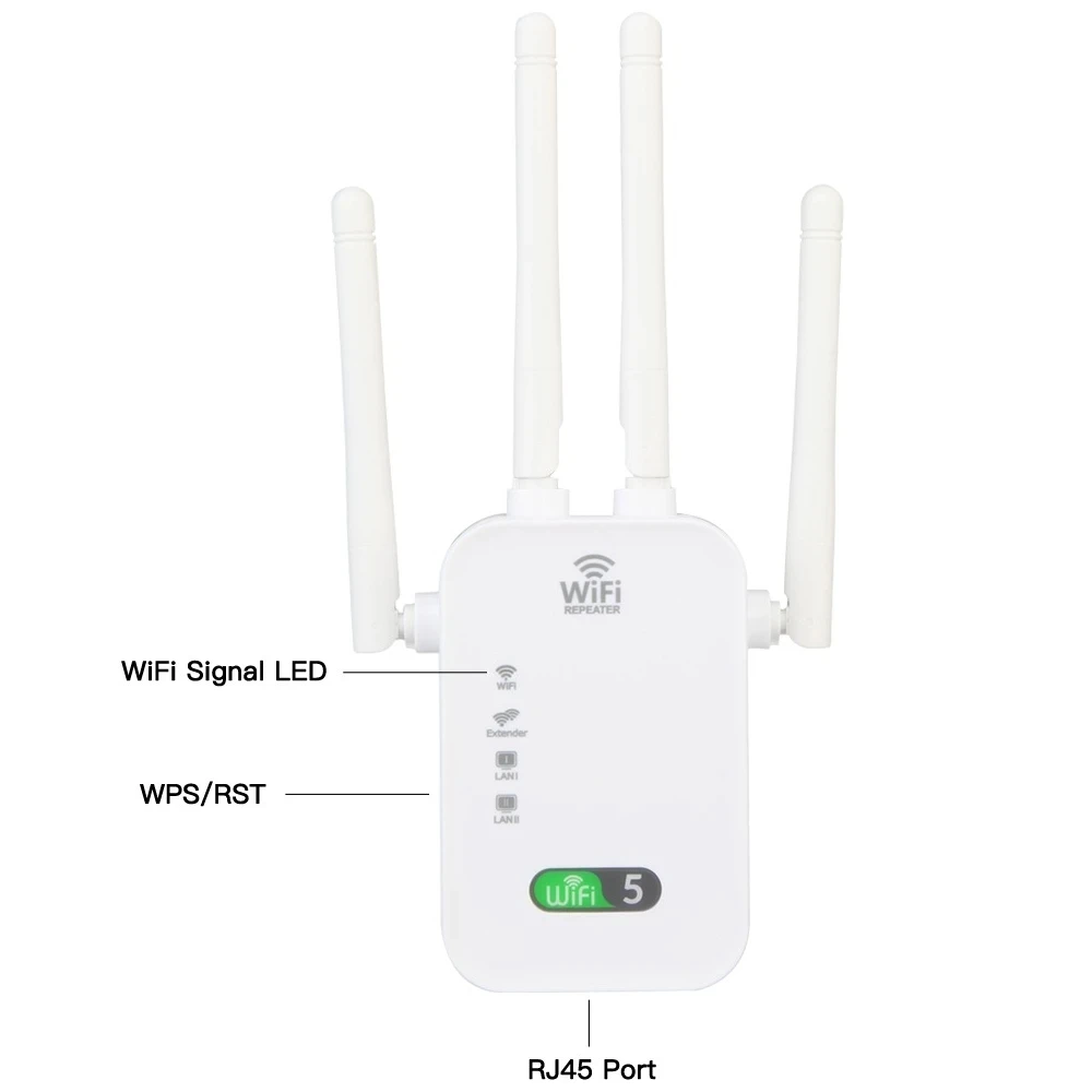 1200Mbps WiFi Repeater Wireless Extender Dual-Band 2.4G/5Ghz Wi-Fi Extender Booster Network Amplifier Long Range Signal